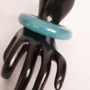 Bangle Bracelet Teal Blue Chunky Dome Lucite